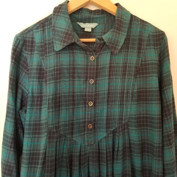 APRIL Cornell Fannel Cotton Plaid Prairie Maxi Long Sleeve Dress Size Small - Picture 5 of 9